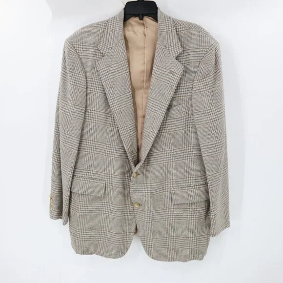 Vintage Polo Ralph Lauren Sport Coat mens 44R houndstooth plaid tweed union made